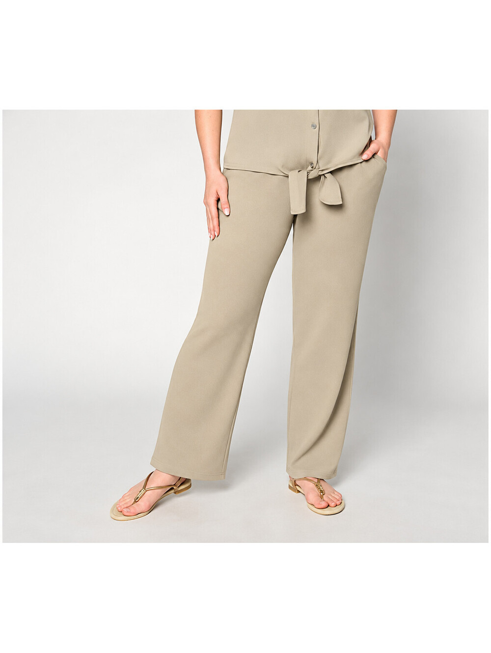Belle by Kim Gravel Packabelle Slay the Vacay Pants Sandbar Sage, Petite Small